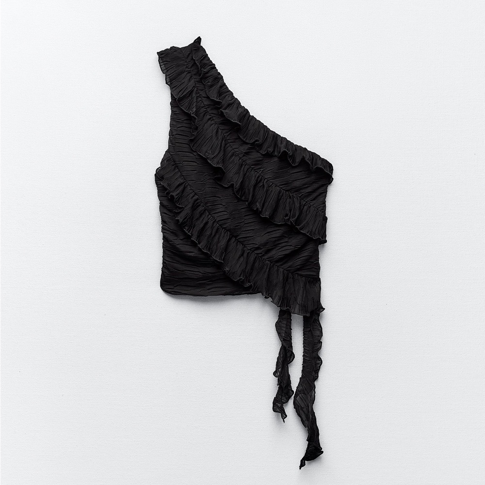 Zara pleated asymmetrical black top